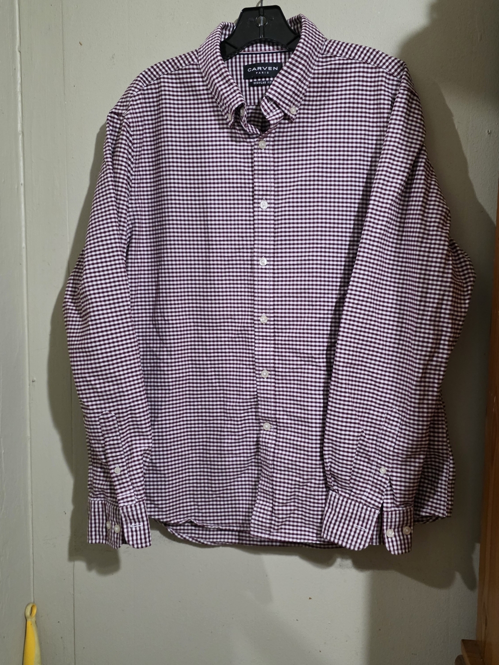 Carven Paris Men's Purple Gingham Button-Down Shirt Suze XL